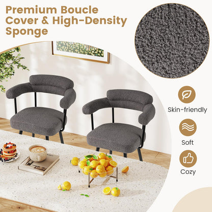 Swivel Bar Stool Set of 2 Counter Height Chairs with Curved Back