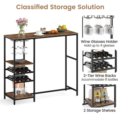 Metal Frame Kitchen Table with Storage Shelves