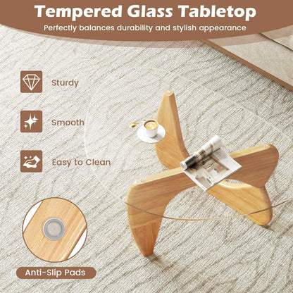 Triangle Coffee Table, Tempered Glass Cocktail Center Table Unit