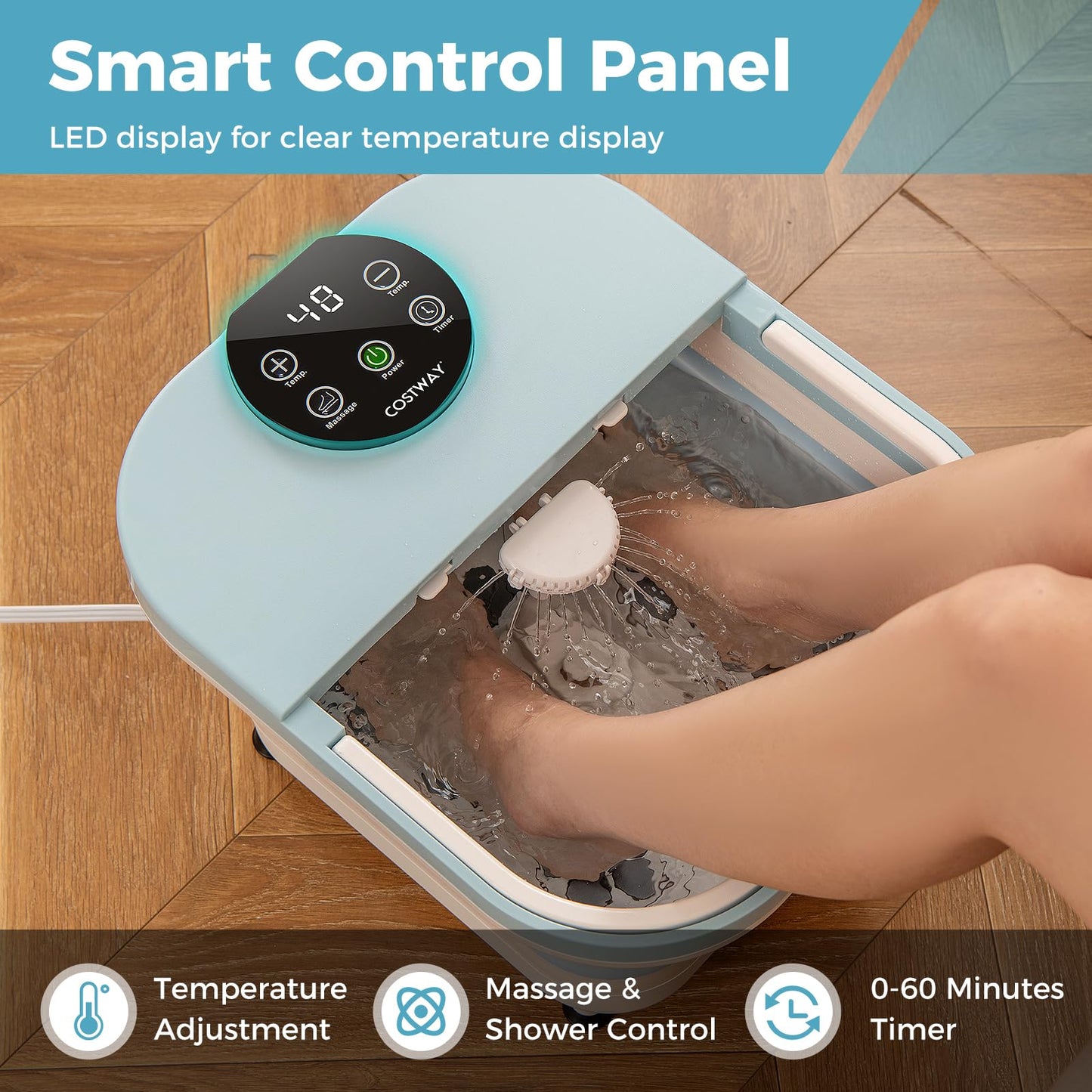 Collapsible Foot Spa Massager Bath Tub with Heat Shower and Timer