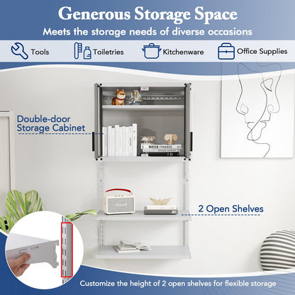 Metal Wall Cabinet with Lock and 3 Adjustable Shelves