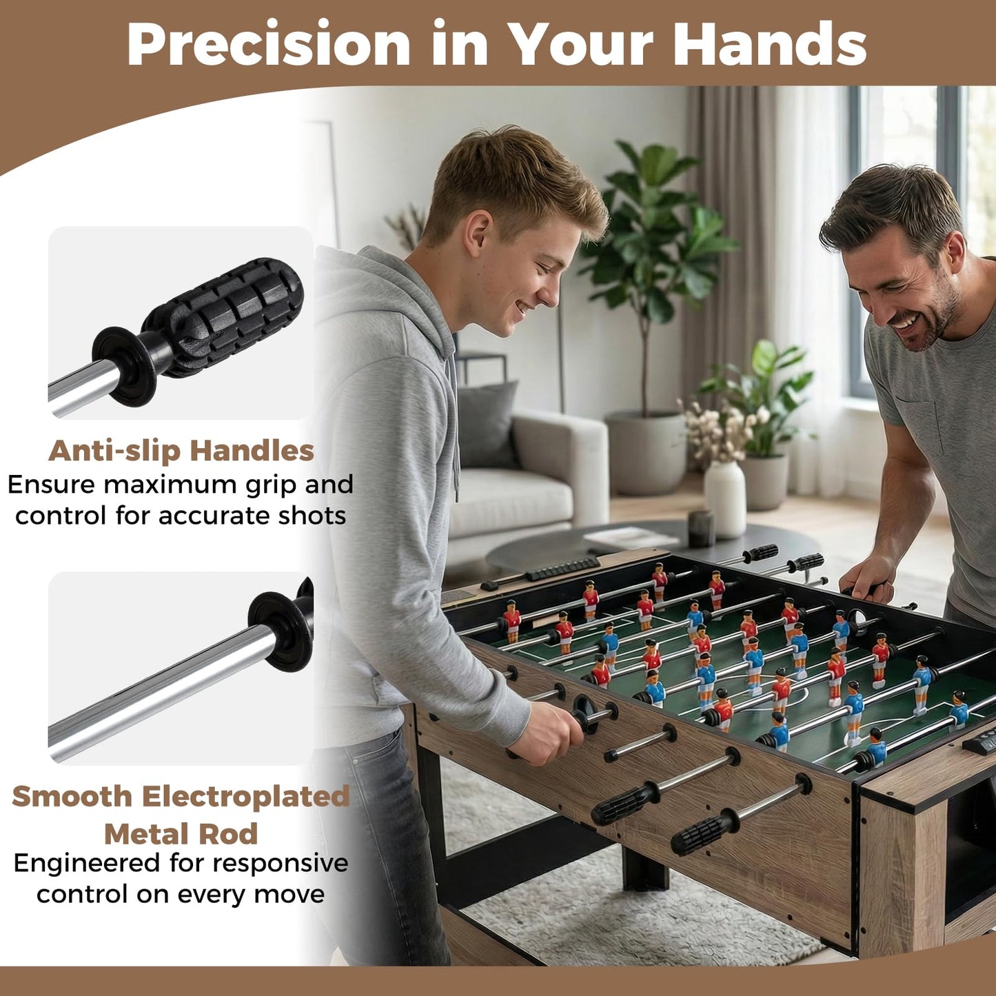 2 in 1 Multi Game Table, 124cm Reversible Football & Pool Combo Table with 2 Foosballs