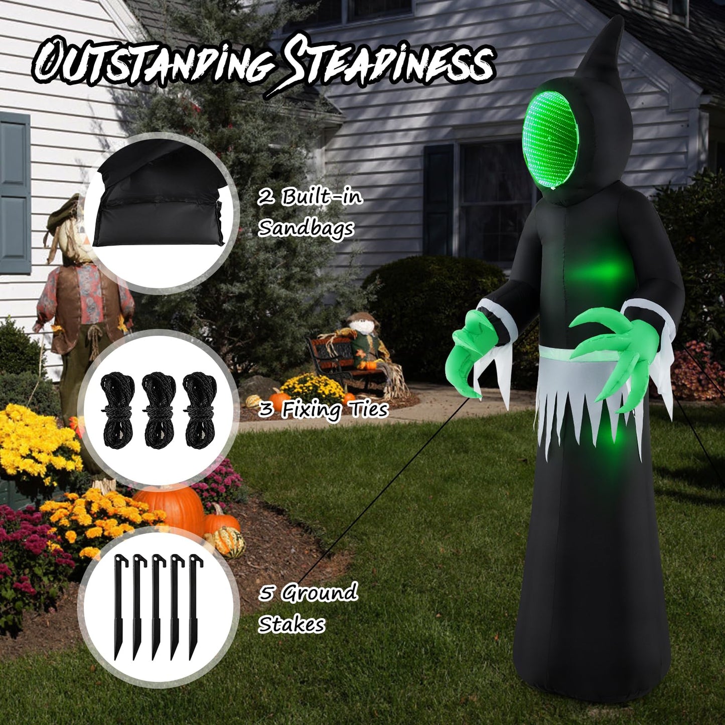 240CM Giant Blow up Ghost with Infinity Mirror Light and LED Lights