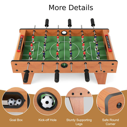 Wooden Table Football Set with Footballs for Adults and Kids