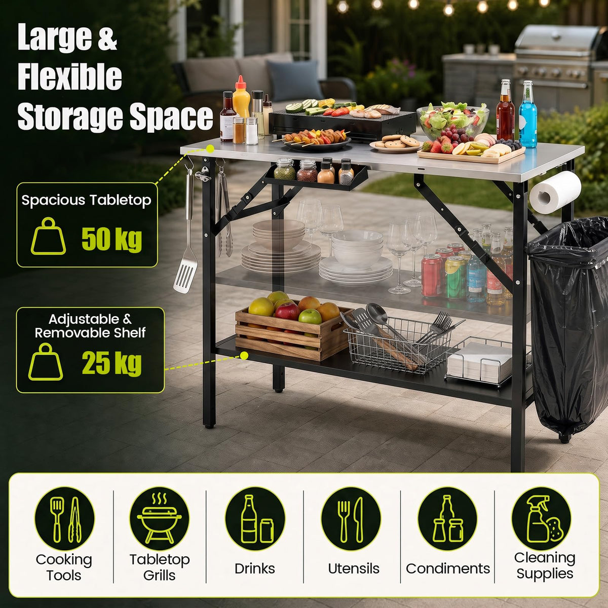 3ft Folding Camping Table for Picnic, BBQ, Parties, Portable Design