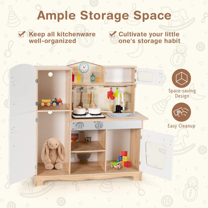 Wooden Kids Pretend Cooking Playset with Light and Sound