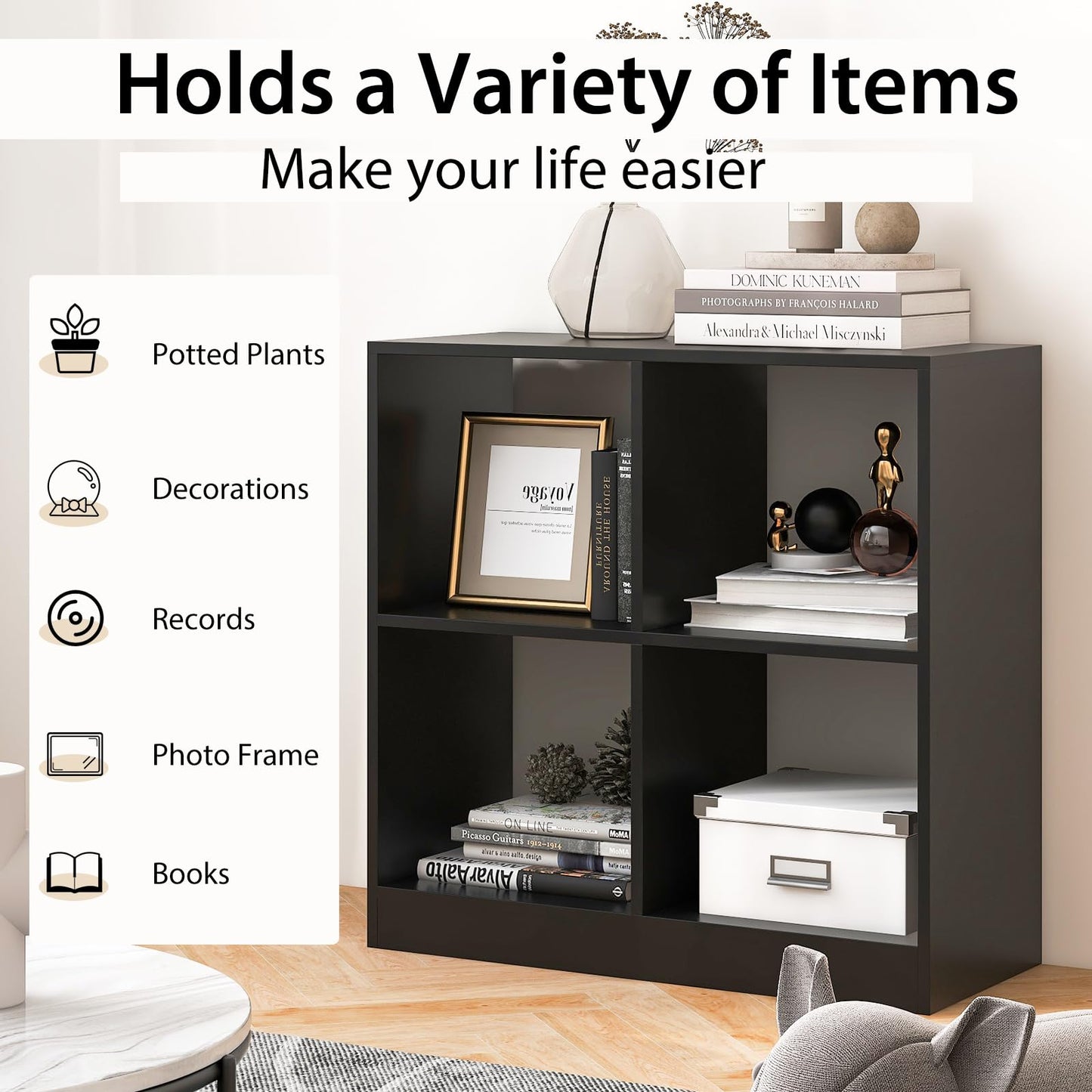 4-cube Wooden Storage Cabinet with Anti-Toppling Device