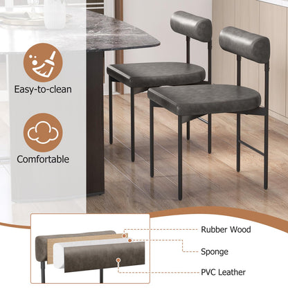 Faux Leather Upholstered Kitchen Side Chair with Curved and Padded Backrest