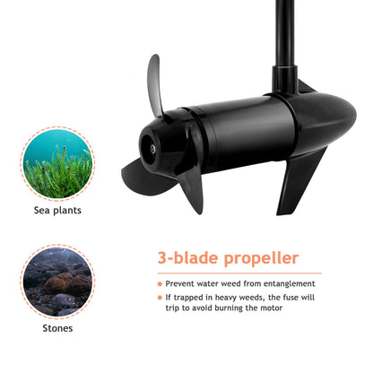 24V 86LBS Transom Mounted Outboard Motor with Telescopic Handle & LED Battery Indicator