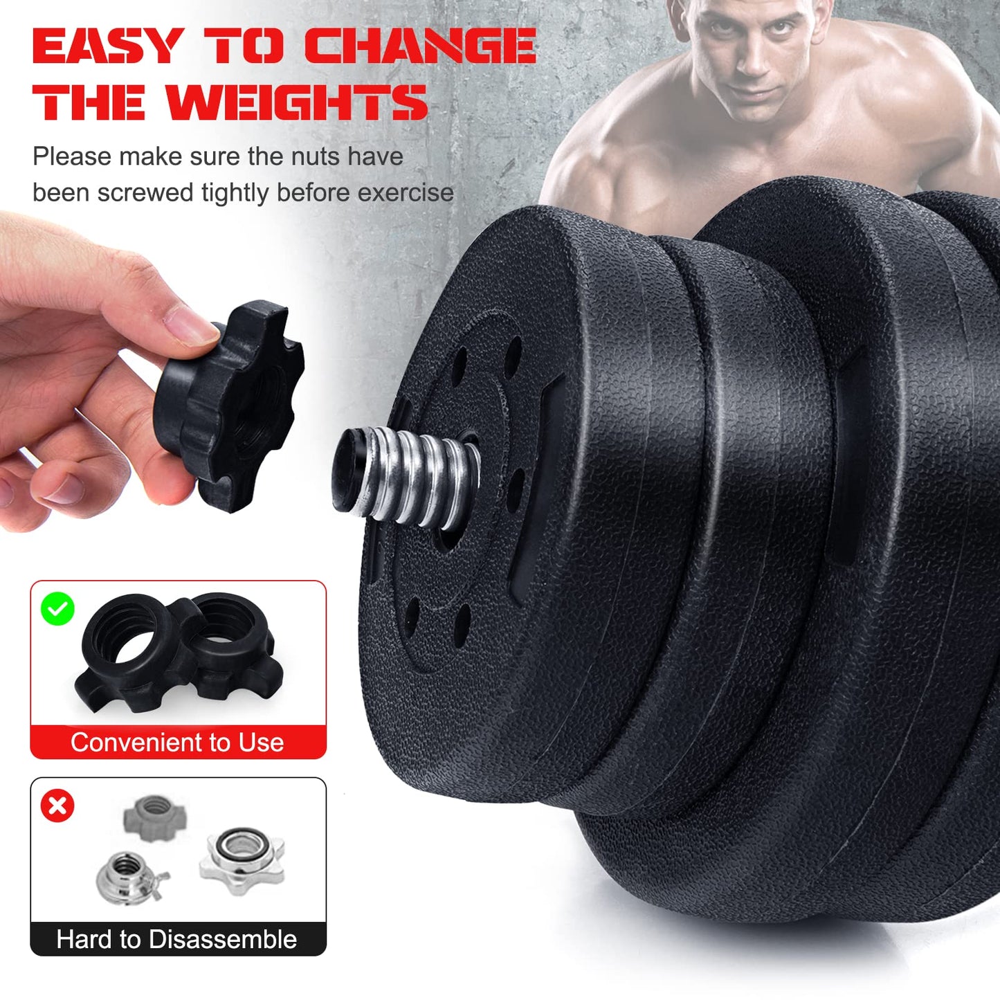 Adjustable Weight 2 in 1 Dumbbell/Barbell Set 30KG