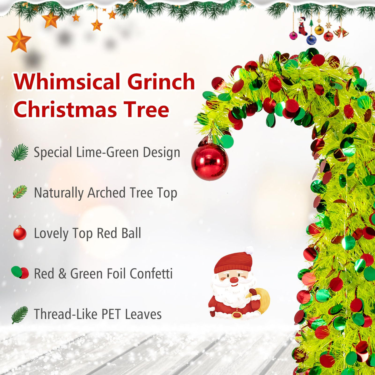 150 cm Pop Up Whimsical Christmas Tree, Easy Setup, Lime-Green