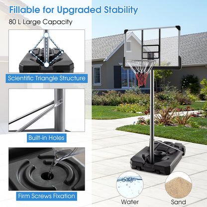 Portable Basketball Hoop with Metal Frame for Teenagers and Adults