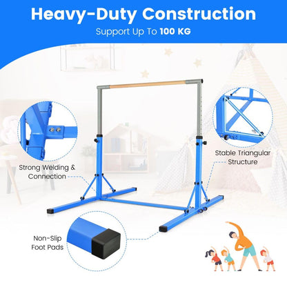 Kids Foldable Gymnastics Bar with 13 Adjustable Height