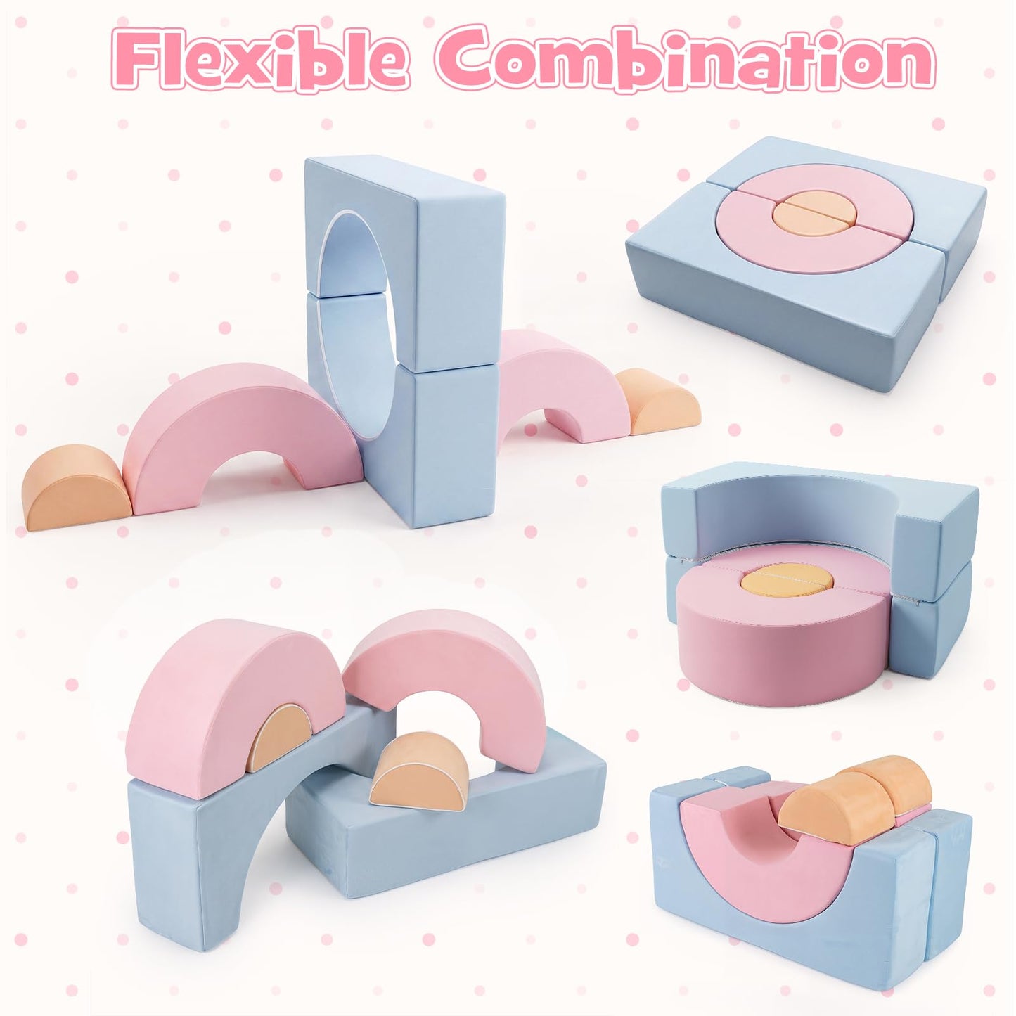 6-Piece Soft Play Climbing Blocks, Baby Climb and Crawl Foam Play Set, Indoor Toddlers Foam