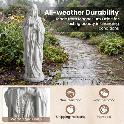 Garden Statue, Tall Virgin Mary/St. Francis Statue, Indoor Outdoor Religious Sculpture Art Decoration