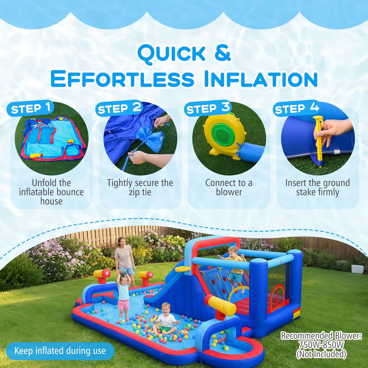 5 in 1 Mega Kids Bouncy Castle with Dual Slides