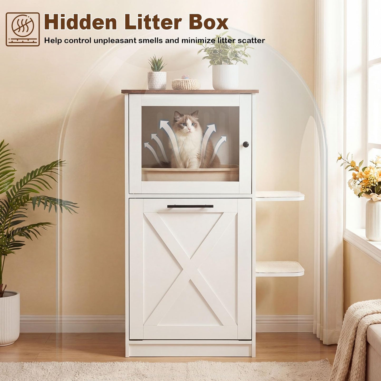 Cat Litter Box Enclosure Furniture Hidden Litter Box for Kitten