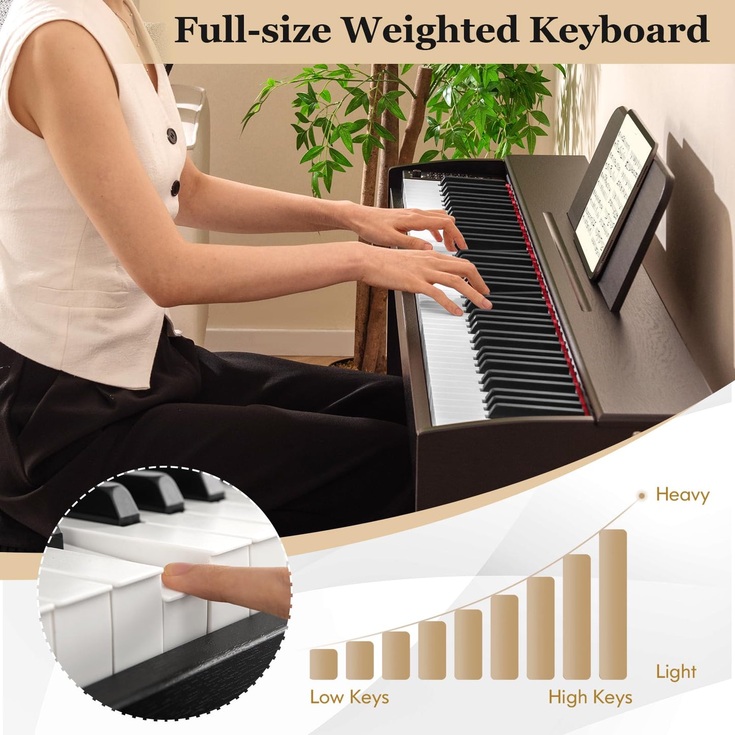 88-Key Hammer Action Weighted Keyboard Upright Digital Piano for Beginners