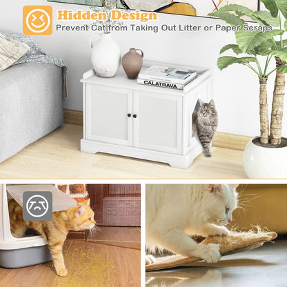 Cat Litter Box Enclosure with Scratching Pad and Adjustable Divider