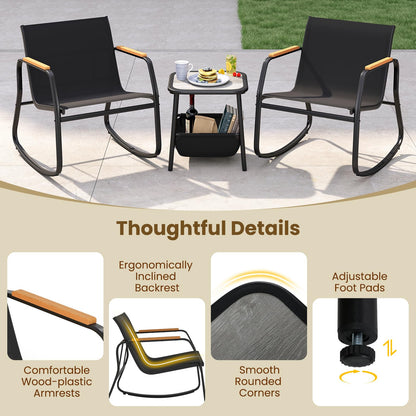 3-Piece Patio Bistro Set, Garden Furniture Set with Coffee Table and Chair