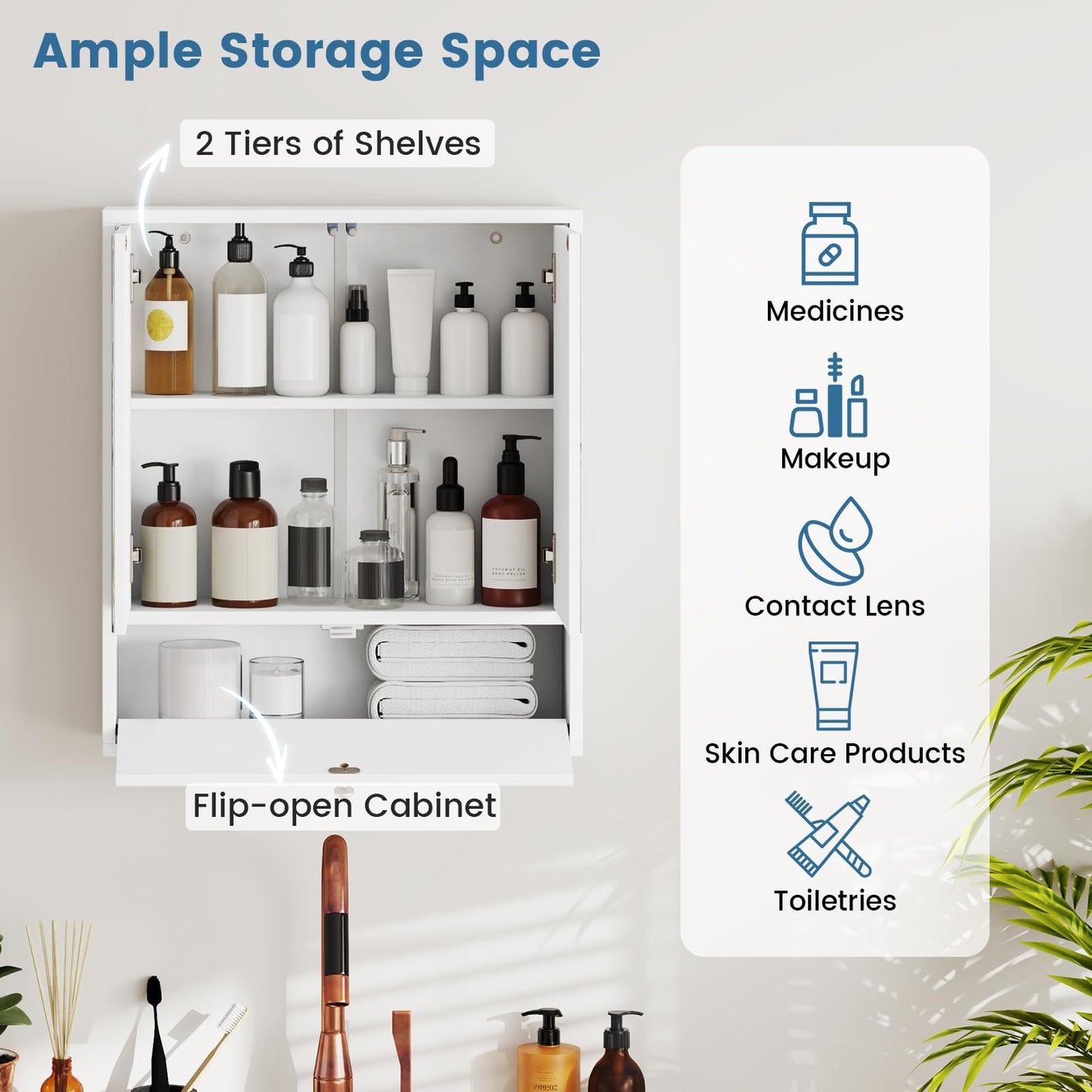 Wall Mounted Storage Cupboard with Shelf