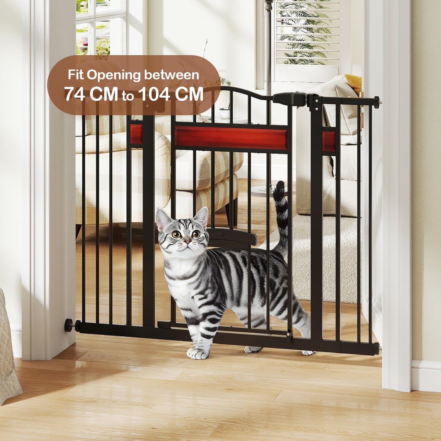 Extra Wide Walk Through Pet Gate with Small Door and 2 Extensions