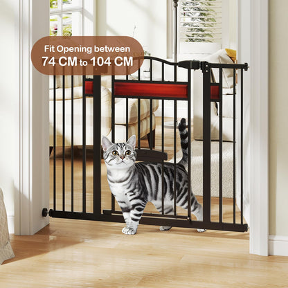 Extra Wide Walk Through Pet Gate with Small Door and 2 Extensions