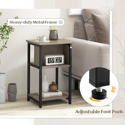 3-Tier Nightstand with Storage Shelf for Small Spaces