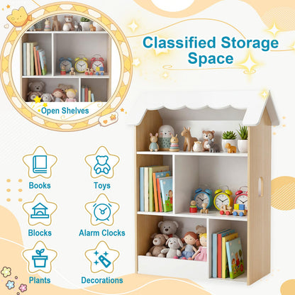 Kids Bookshelf, 3-Tier Wooden Toddler Book Toy Organizer