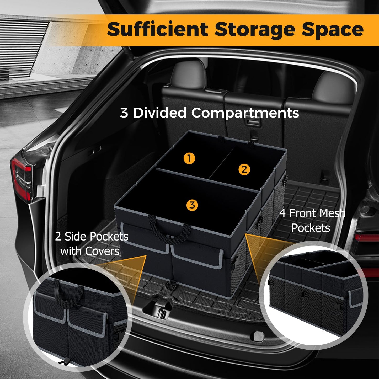 Car Trunk Organizer 48L Collapsible Cargo Storage Box