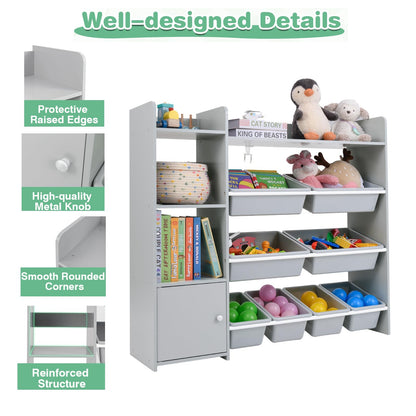 Kids Bookshelf Toy Storage Organizer with Storage Boxes and Open Shelves