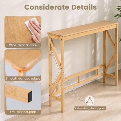 Bamboo Console Table, Narrow Freestanding Entryway Table