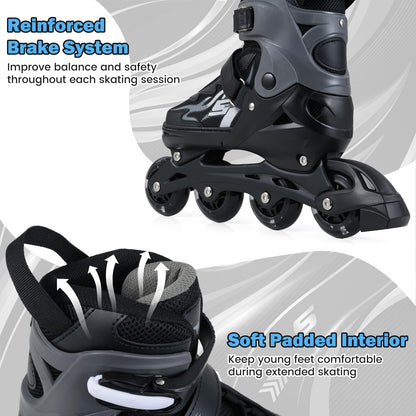 Kids Inline Skates for Boys & Girls, 4 Sizes Adjustable Blades Roller Skates