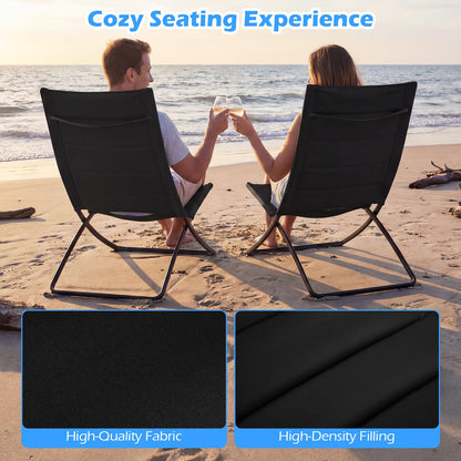Folding Deck Chairs Set of 2, Outdoor Sling Chair Seaside Sun Lounger