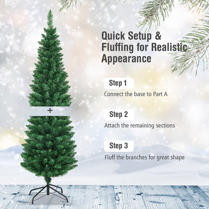 Artificial Christmas Tree, 5FT/6FT/7FT/8FT Green Xmas Trees with Metal Stand