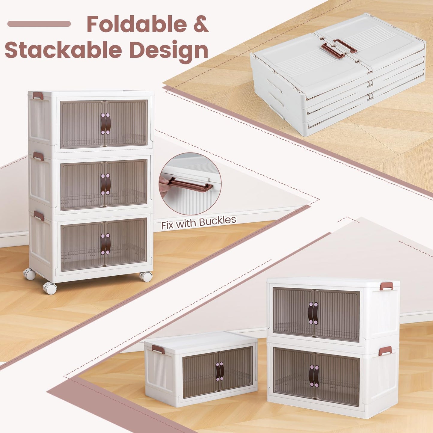25.5 Gal Storage Bins with Magnetic Doors and Lockable Casters