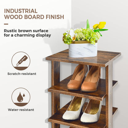 Wooden Vertical Shoe Rack with 7 Shelves