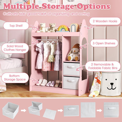 Kids Dress up Storage, Children Wardrobe with Mirror