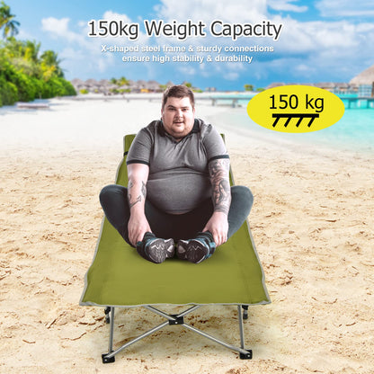 Heavy Duty Outdoor Sleeping Cot with Detachable Headrest