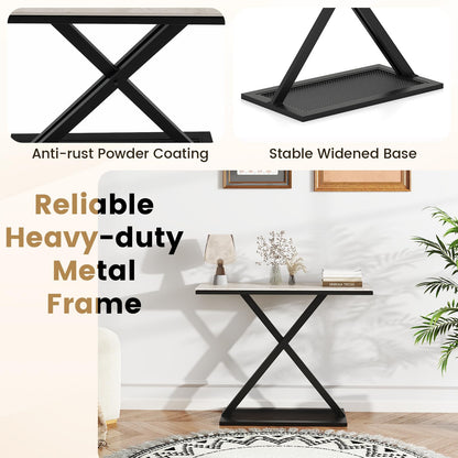 Faux Marble Top Metal Frame Entryway Console Table