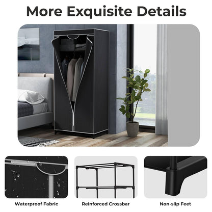 Portable Single Clothes Closet with Hanging Rail