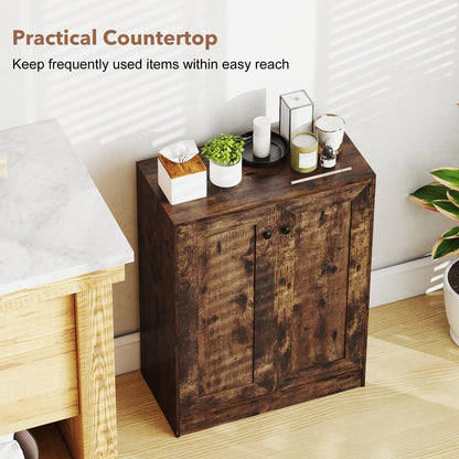 Wooden Storage Cabinet, Freestanding Buffet Sideboard with Doors & Shelves