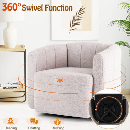 Upholstered Swivel Barrel Chair with Backrest and Armrests