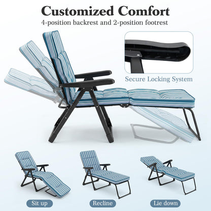 Reclining Relaxer Chair with Thick Padded Cushion for Patio