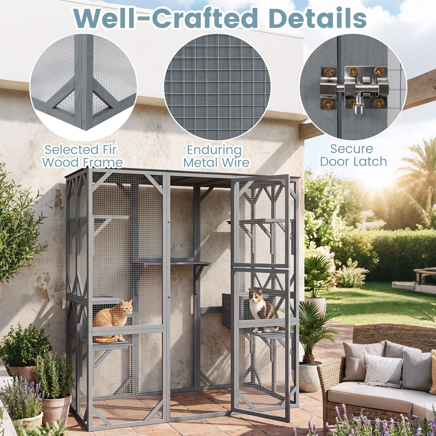 Large Outdoor Cat House, Walk-in Cats Enclosure