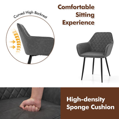 Set of 2 Leisure Dining Chair Upholstered with Curved Backrest