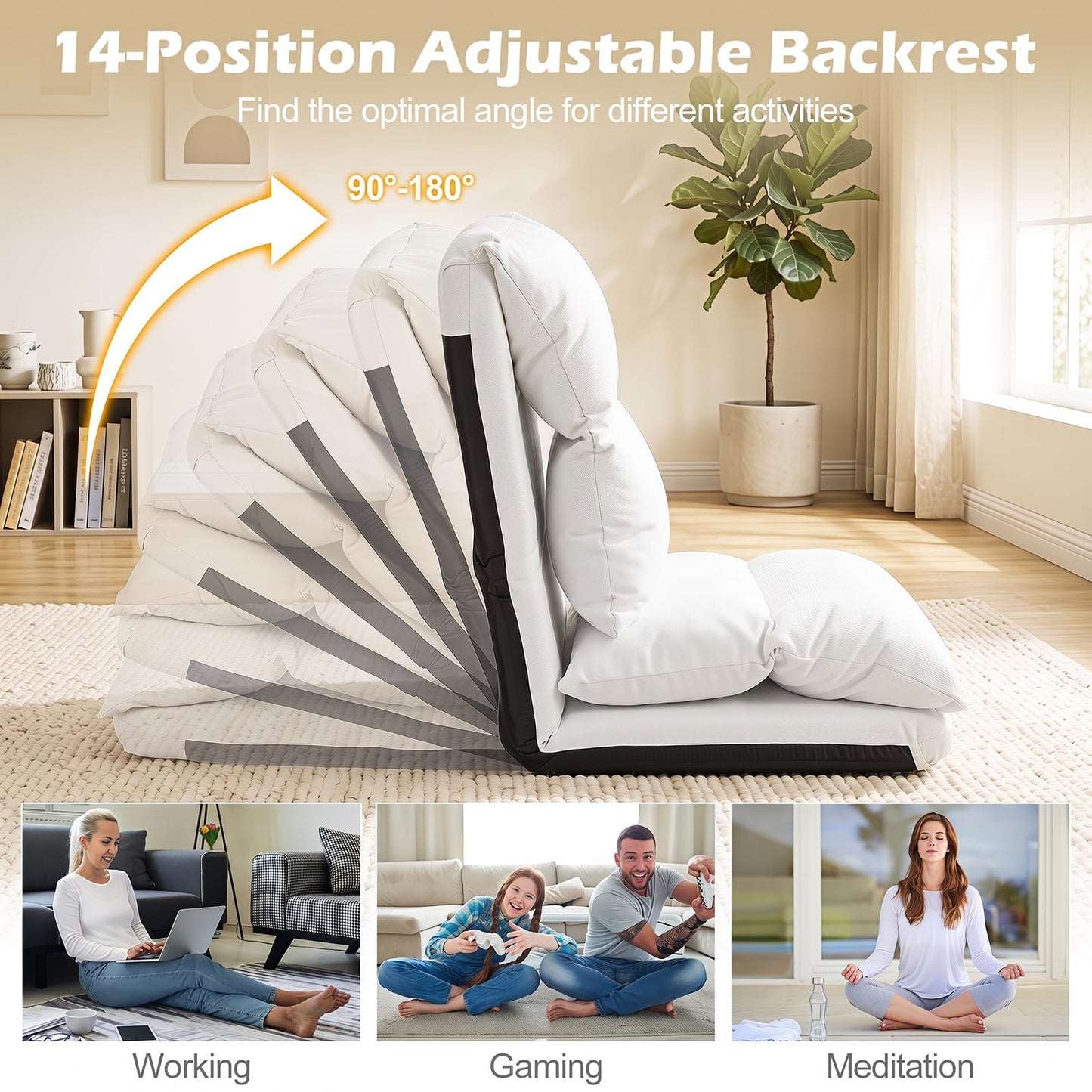 2-In-1 Adjustable Single Lazy Sofa Bed Chair