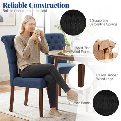 Upholstered Dining Chairs Set of 2 Button Tufted Chairs with Padded Seat and Backrest