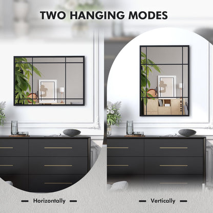 Decorative Wall Mirror, 100x70cm Large Rectangular Hanging Window Mirror