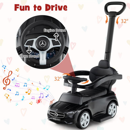 3-in-1 Ride on Push Car with Adjustable Canopy and Steering Push Bar